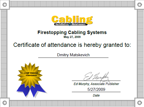 Certificate of attendance is hereby granted to
